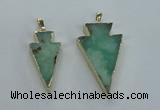 NGP1704 18*38mm - 27*47mm arrowhead australia chrysoprase pendants