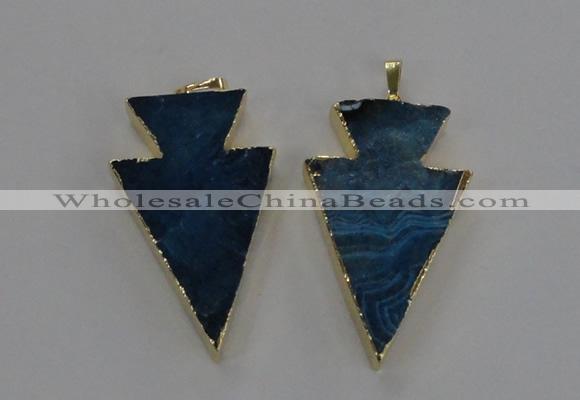 NGP1717 28*50mm - 30*55mm arrowhead agate gemstone pendants