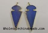 NGP1723 30*65mm arrowhead agate gemstone pendants wholesale