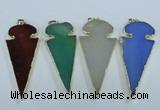 NGP1725 30*65mm arrowhead agate gemstone pendants wholesale