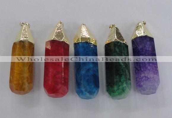 NGP1739 17*60mm faceted nuggets agate gemstone pendants wholesale