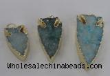 NGP1749 20*30mm - 25*50mm arrowhead druzy agate gemstone pendants