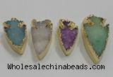 NGP1752 20*30mm - 25*50mm arrowhead druzy agate gemstone pendants