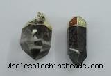 NGP1766 15*35mm - 25*40mm faceted nuggets green phantom quartz pendants