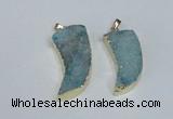 NGP1784 15*35mm - 20*45mm oxhorn druzy agate gemstone pendants