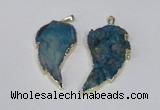 NGP1789 28*45mm - 35*55mm wing-shaped druzy agate pendants