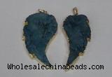 NGP1790 30*60mm - 35*65mm wing-shaped druzy agate pendants