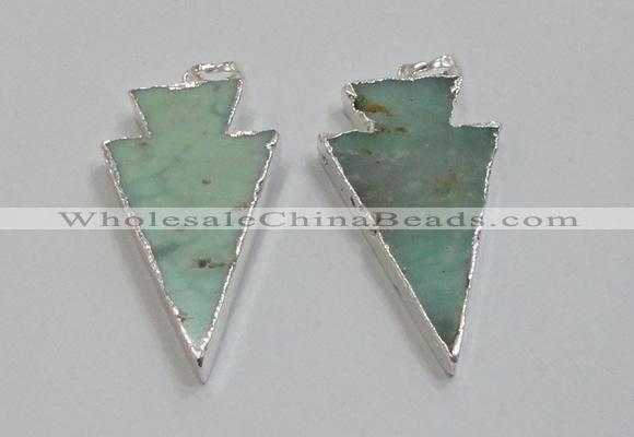 NGP1830 25*45mm arrowhead australia chrysoprase pendants