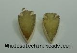 NGP1872 20*30mm - 25*50mm arrowhead druzy agate gemstone pendants