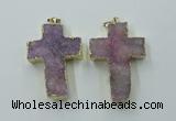 NGP1878 30*45mm - 32*50mm cross druzy agate gemstone pendants