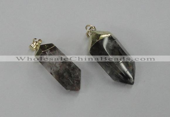 NGP1903 13*30mm - 15*38mm faceted nuggets green phantom quartz pendants