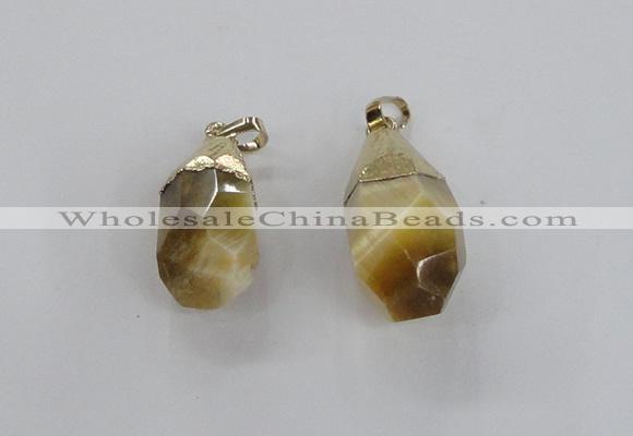 NGP1916 14*30mm - 15*35mm faceted nuggets golden tiger eye pendants