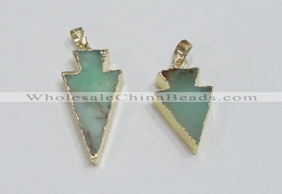 NGP1918 16*30mm - 20*38mm arrowhead australia chrysoprase pendants