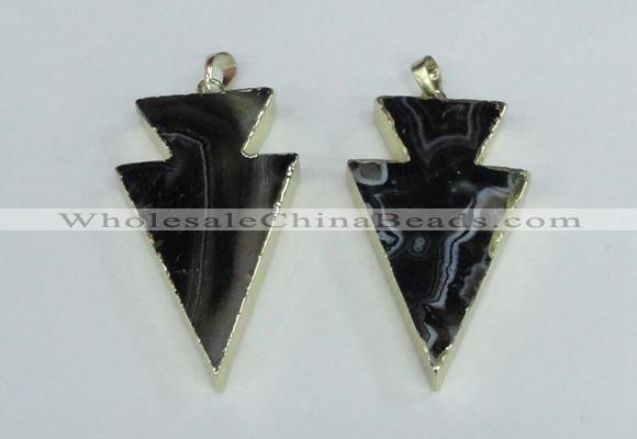 NGP1923 28*50mm - 30*55mm arrowhead agate gemstone pendants