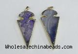 NGP1925 30*65mm arrowhead agate gemstone pendants wholesale