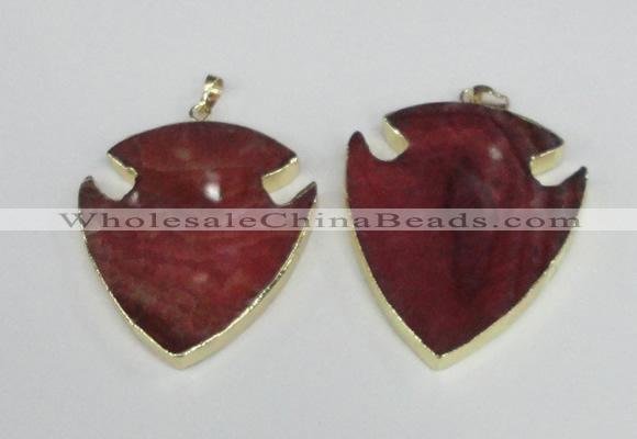 NGP1962 47*57mm arrowhead agate gemstone pendants wholesale