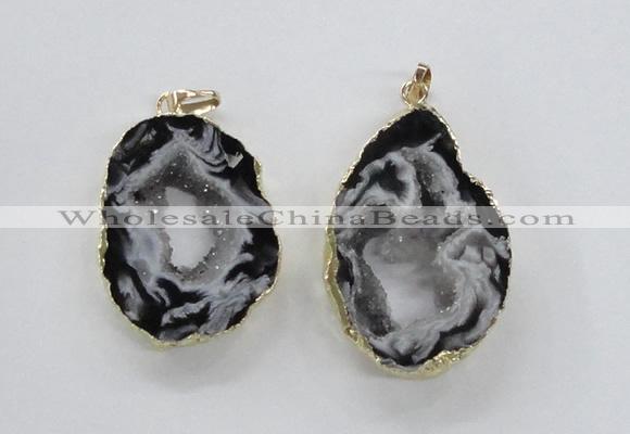 NGP1973 25*40mm - 30*50mm freeform druzy agate gemstone pendants