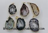 NGP1974 25*40mm - 30*50mm freeform druzy agate gemstone pendants