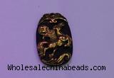 NGP2004 22*35mm carved gold plated matte black obsidian pendants