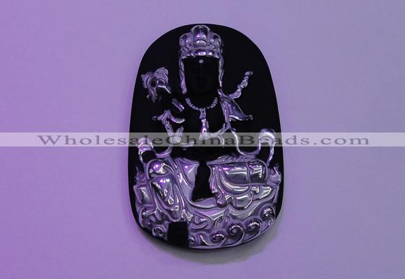 NGP2033 40*65mm carved silver plated matte black obsidian pendants