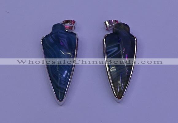 NGP2061 15*40mm - 18*45mm arrowhead striped agate pendants