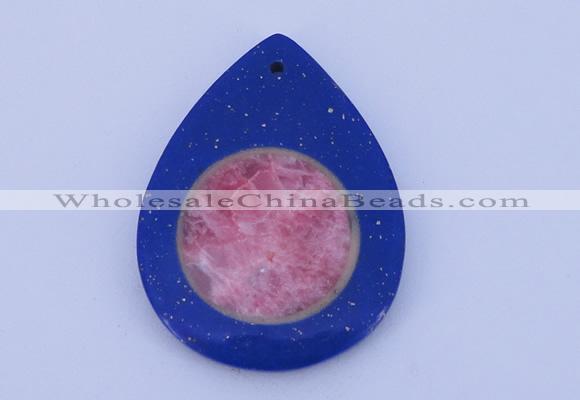 NGP212 37*50mm fashion dyed rhodochrosite & lapis lazuli gemstone pendant