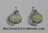 NGP2125 22*35mm agate gemstone pendants with crystal pave alloy settings