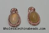 NGP2132 18*32mm agate gemstone pendants with crystal pave alloy settings