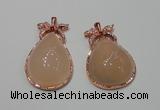 NGP2145 28*48mm agate gemstone pendants with crystal pave alloy settings