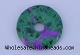 NGP223 5*30mm synthetic ruby zoisite & malachite gemstone donut pendant