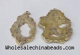 NGP2241 40*50mm - 45*55mm freeform plated druzy agate pendants