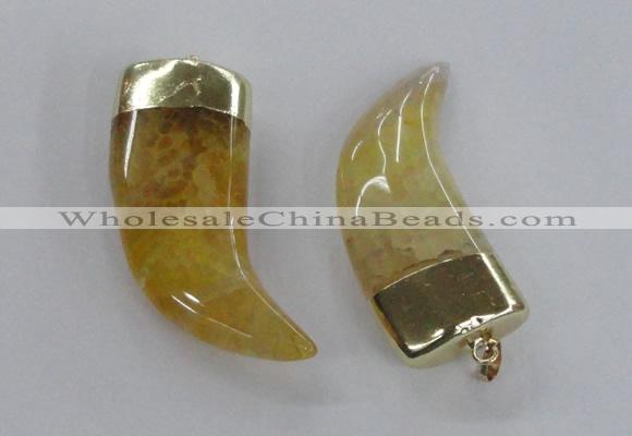 NGP2308 25*60mm - 28*65mm oxhorn agate gemstone pendants