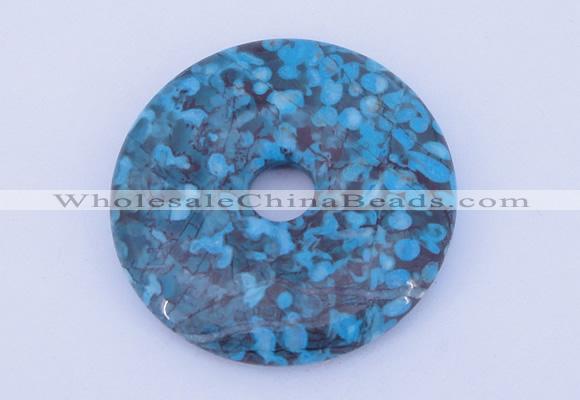 NGP232 8*55mm fashion dyed flower turquoise gemstone donut pendant