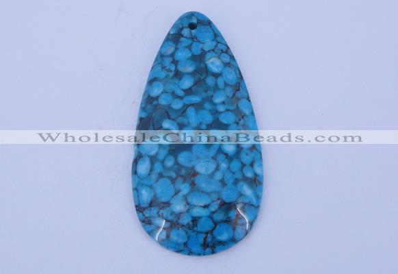 NGP233 30*60mm fashion dyed flower turquoise gemstone pendants