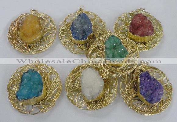 NGP2350 52mm - 55mm freeform druzy agate gemstone pendants