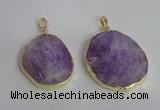 NGP2369 25*35mm - 35*45mm freefrom lavender amethyst pendants