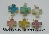 NGP2403 25*26mm - 27*28mm cross druzy agate pendants wholesale