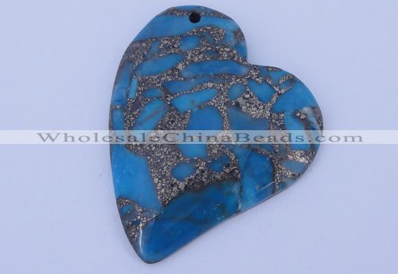 NGP241 39*47mm dyed golden turquoise & pyrite gemstone pendants