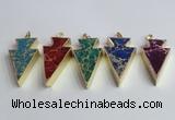 NGP2453 18*38mm - 22*45mm arrowhead sea sediment jasper pendants