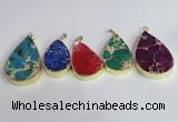 NGP2460 20*30mm - 30*35mm flat teardrop sea sediment jasper pendants