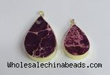 NGP2462 30*40mm - 40*50mm flat teardrop sea sediment jasper pendants