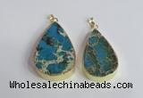 NGP2464 30*40mm - 40*50mm flat teardrop sea sediment jasper pendants