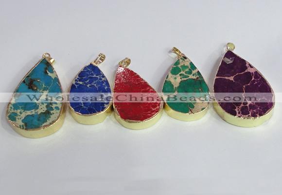 NGP2467 30*40mm - 40*50mm flat teardrop sea sediment jasper pendants