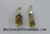 NGP2487 12*30mm - 10*40mm faceted nuggets lemon quartz pendants