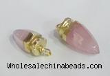 NGP2490 15*30mm - 18*40mm cone rose quartz pendants wholesale