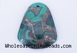 NGP253 38*47mm fashion malachite & pyrite gemstone pendants