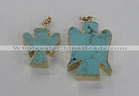 NGP2586 25*35mm - 38*48mm angel turquoise pendants wholesale