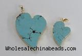 NGP2595 25*35mm - 35*45mm heart turquoise pendants wholesale