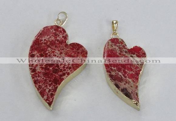 NGP2598 25*35mm - 35*45mm heart sea sediment jasper pendants