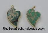 NGP2600 25*35mm - 35*45mm heart sea sediment jasper pendants